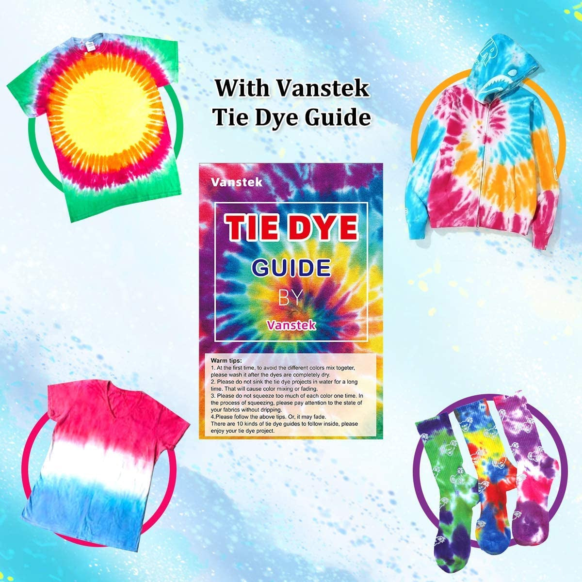 20 Colors Tie Dye Kit, Tie Dye Shirt DIY Fabric Dye for Women, Kids, Men, with Rubber Bands, Great for Family Friends Group Party Supplies