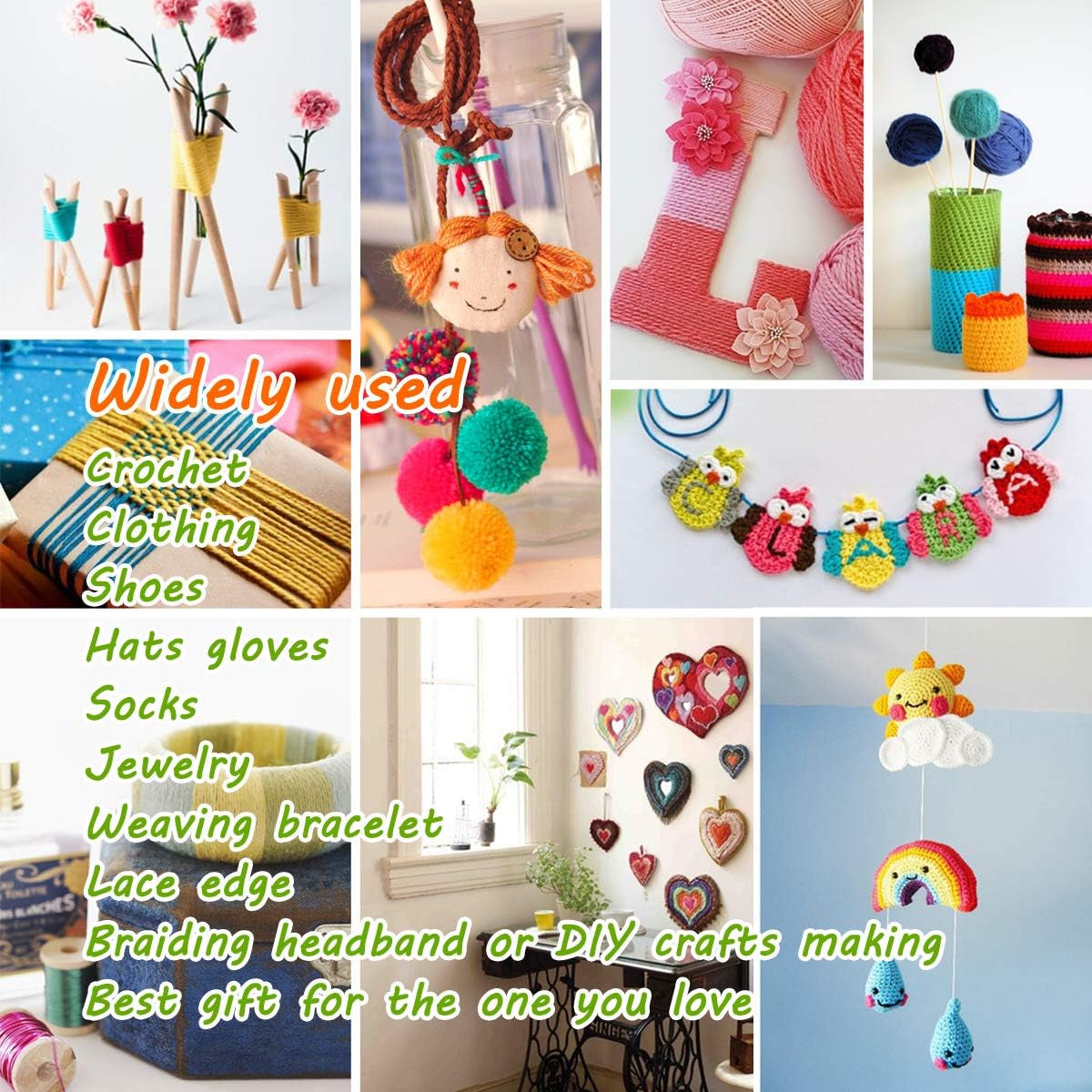 Crochet Thread Cotton Yarn Threads Balls 35 Balls Popular Rainbow Colors of Size 5 Crochet Thread 100% Long Staple Cotton Mercerized Cotton