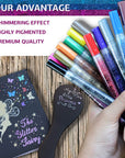 Acrylic Glitter Paint Marker Pens, Ultra Fine Point 0.7Mm - Sparkle Paint Pens for Rock Painting, Stone, Ceramic Glass, Wood, Card Stock, Canvas, DIY Crafts - Set of 12