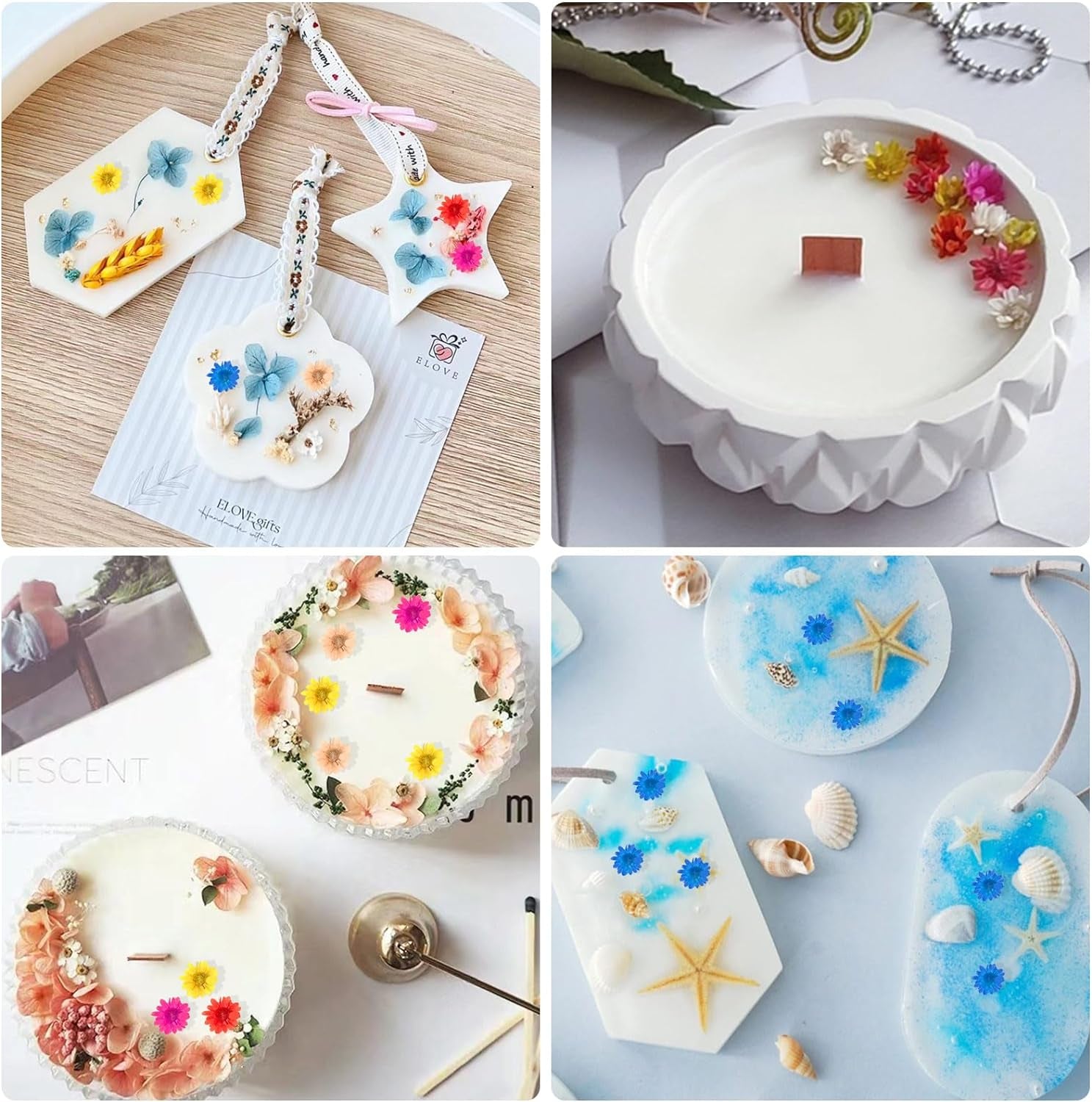 900 PCS Small Dried Flowers for Crafts Resin - Tiny Dried Flowers for Nails, Natural Real Dried Pressed Flowers Bulk for DIY Jewelry Earrings Epoxy Molds, Candles Making, Soap Making