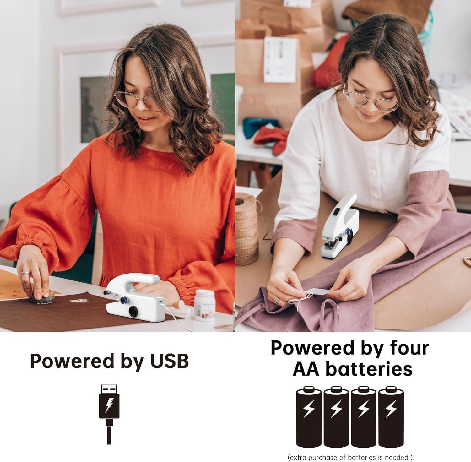 Handheld Sewing Machine,Two Dear,Mini Sewing Machine,Easy to Use and Fast Stitch Suitable for Clothes,Fabrics, DIY Home Travel Electric Handheld Sewing Machine for Beginners