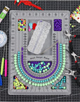 Bead Board for Jewelry Making Bead Tray Beading Supplies Flocked Design Necklace Maker Bracelet Making Trays Measurement Board Handmade DIY Craft Tools Kit with Jewelry Pliers