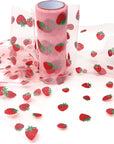 6 Inch X 10 Yards (30 Feet) Shiny Strawberry Tulle Rolls for DIY Crafts, Wedding, Baby Shower, Birthday Party Decoration (Pink)