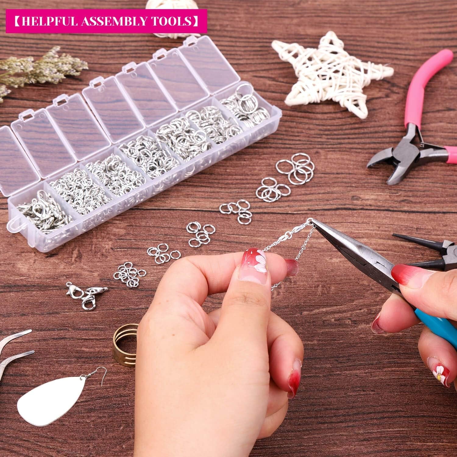 Jump Rings and Jewelry Pliers for Jewelry Making,  Jewelry Repair Kit with 1520Pcs Silver Jump Rings and 3Pcs Jewelry Pliers for Earrings, Necklaces, Rings, Bracelets and Jewelry Making Supplies