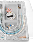 The Bead Board with Clear Cover,Grey Flocked,6 Recessed Compartments,3 U-Shaped Channels,Design Boards for Jewelry Bracelet Necklace Making DIY