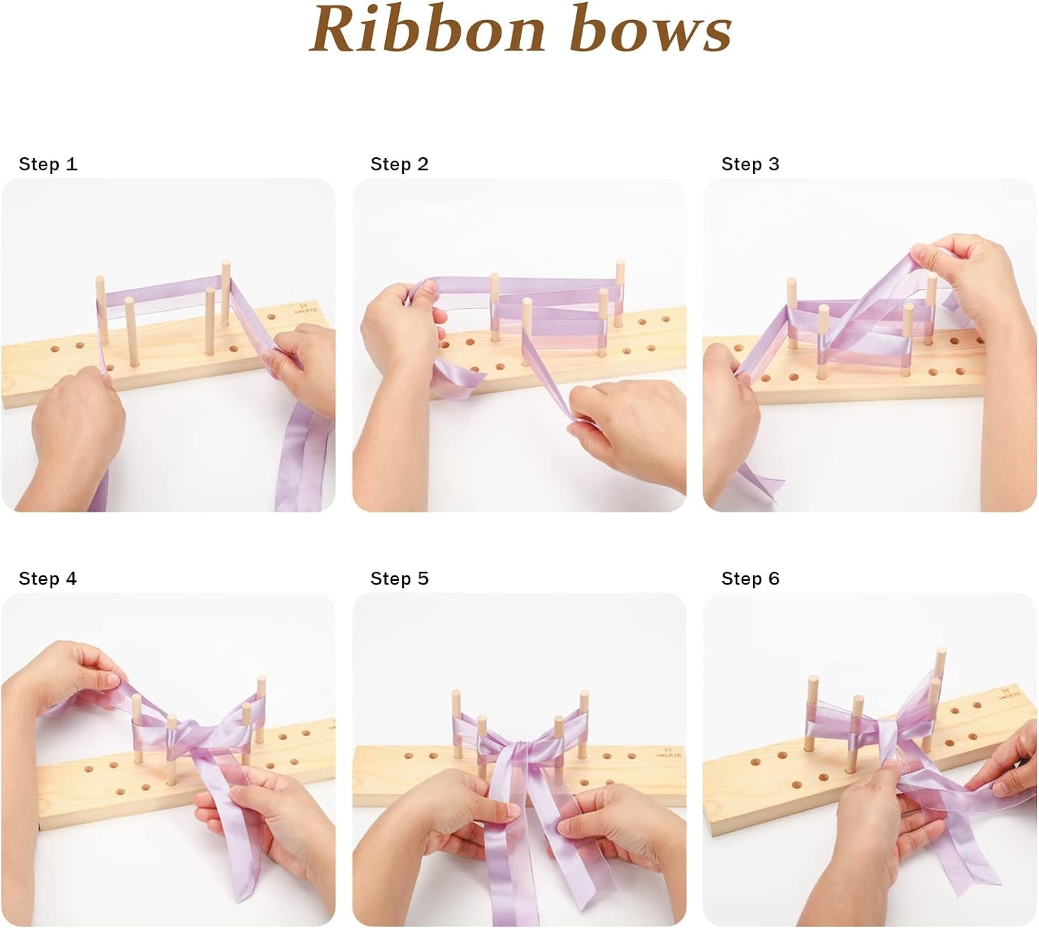 Bow Maker for Ribbon for Wreaths, Wooden Ribbon Bow Maker Tool for Christmas Bows, Hair Bows, Creating Gift Bows, Party Decorations, Corsages, Various Crafts(With Instructions)