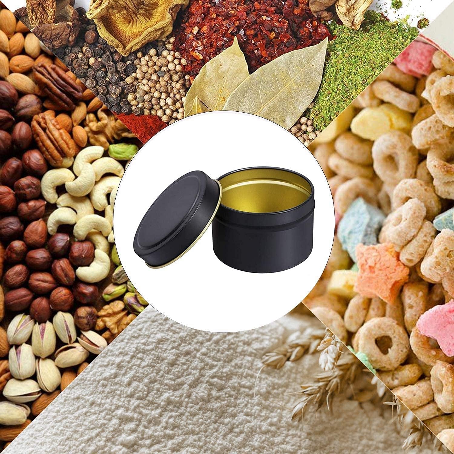 24 Pieces Black Candle Tins 4Oz, Candle Jars,Bulk Candle Containers for Candle Making,Storage Jars,Diy Candle Making (Black)