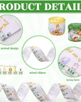 4 Rolls of 20 Yards Safari Animal Theme Ribbon 1.5 Inch Wide Forest Rib Wired Baby Shower Ribbon Jungle Animal Leaf Ribbon Animal Print Ribbon for DIY Craft Jungle Animal Theme Birthday Party Decor
