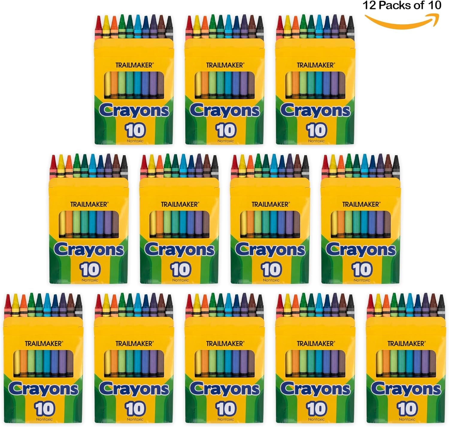 12 Pack Bulk Crayons | Washable Beeswax Bright Color Crayons Bulk Individual Packs, 10 per Box, 12 Boxes Bundle Art Set Crayons for Kids, Classrooms, Restaurants