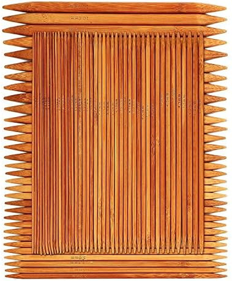 75 Pcs Double Pointed Knitting Needles Set,  Carbonized Bamboo Knitting Needles, Knitting Needle for Handmade Creative DIY - 8'' Length 15 Sizes (2.0Mm -10.0Mm) (5 Needles/Size)