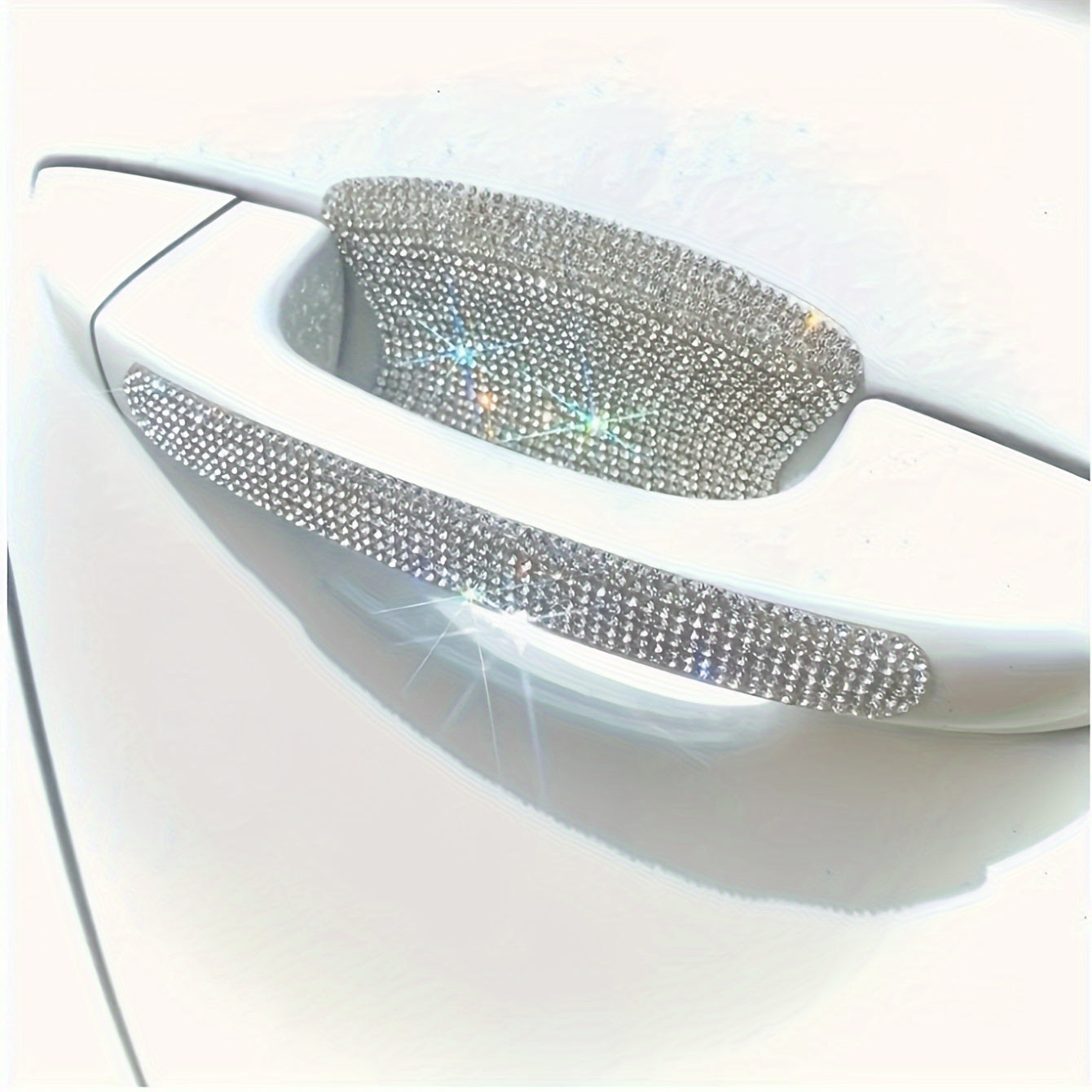 8pcs Bling Car Door Handle Anti-Collision Diamond Stickers - Sparkling PVC Decals for Stylish Protection, Fits Most Vehicles, Car Stickers