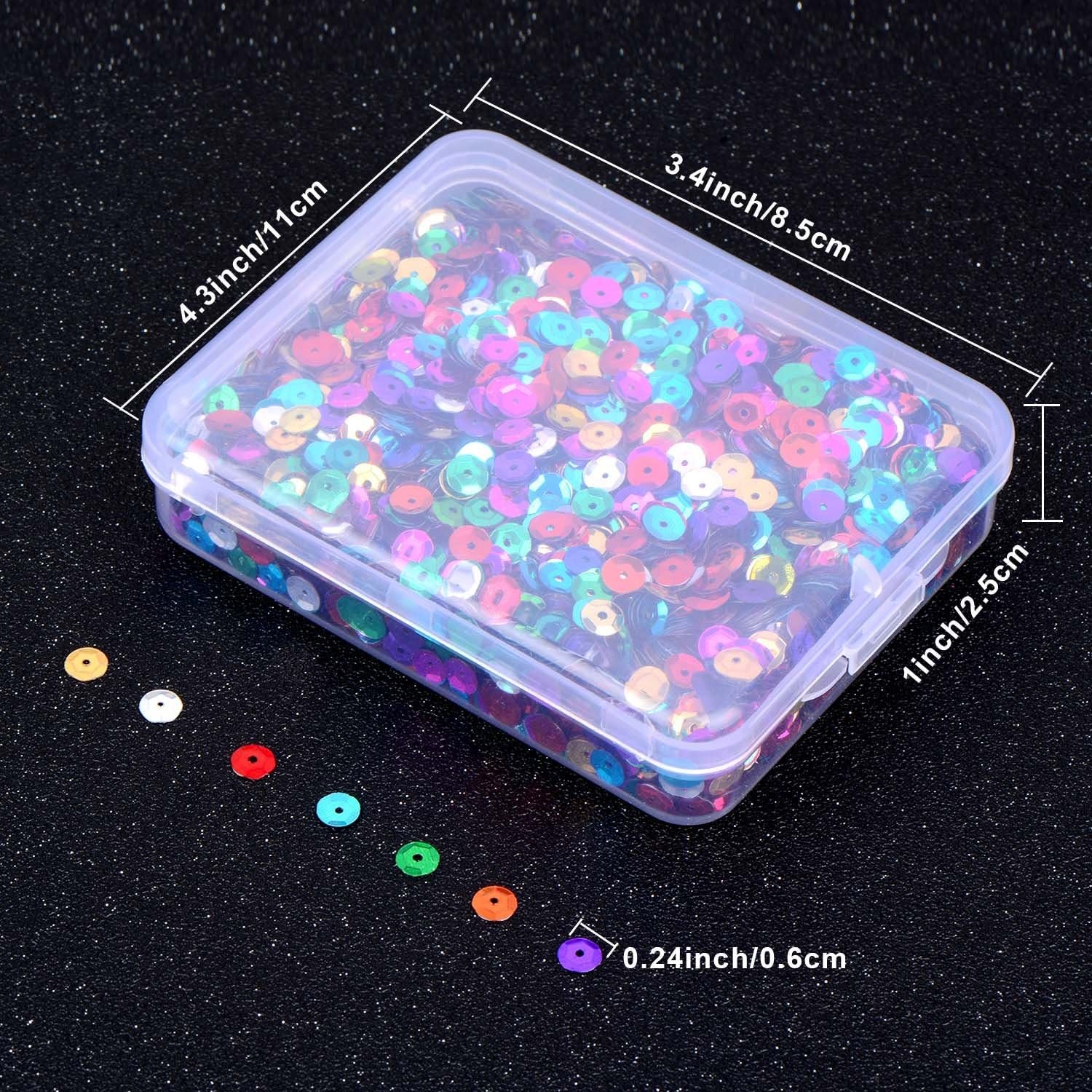 20,000 Pcs Bulk Loose Sequins round Cup Sequins Iridescent Spangles Flat Beads with Storage Box for Crafts, Sewing, Slime, Wedding, Christmas DIY Arts Crafts, 80 Grams, 6 Mm