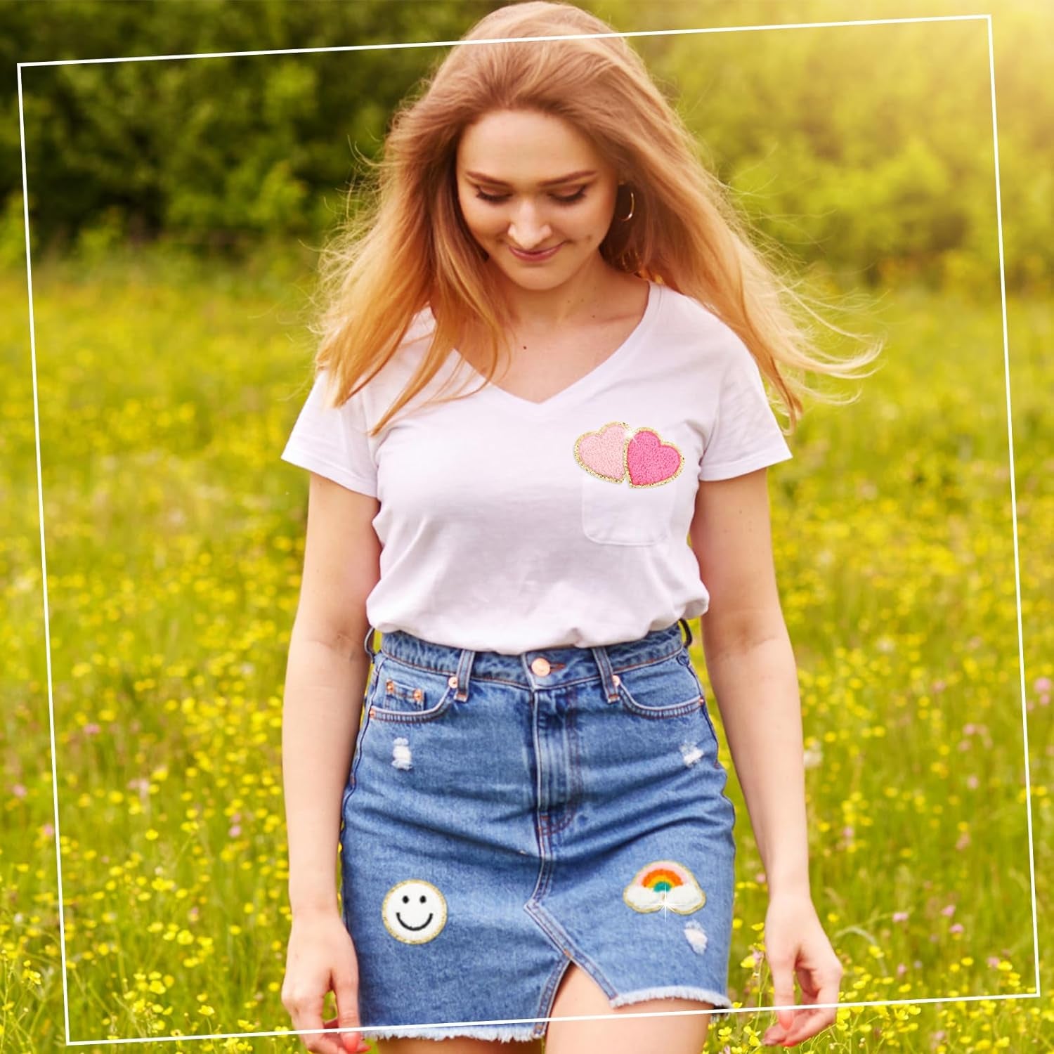 28 Pcs Iron on Patches Colorful Sew Iron on Patch Chenille Embroidered Patches Applique Patches for Clothing Fabric Jackets Jeans Repair Decor Craft(Cute Style)