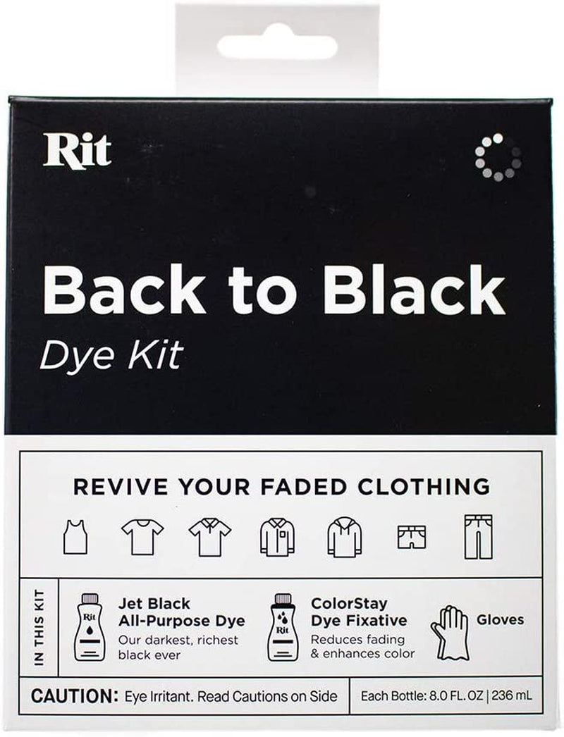 Rit Dye Back to Black Bundle – Includes Standard Back to Black Kit + 8 Oz. Black Rit Dye Liquid & Additional Plastic Gloves
