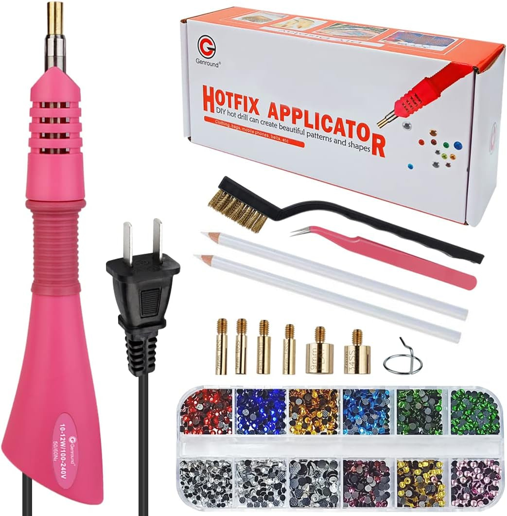 Hotfix Applicator,  Hotfix Rhinestones Applicator Bedazzler Kit with Rhinestones Wand Setter Tool and Mixed Color Rhinestone, Rhinestone Picker, Hotfix Tips, Tweezer and Brush