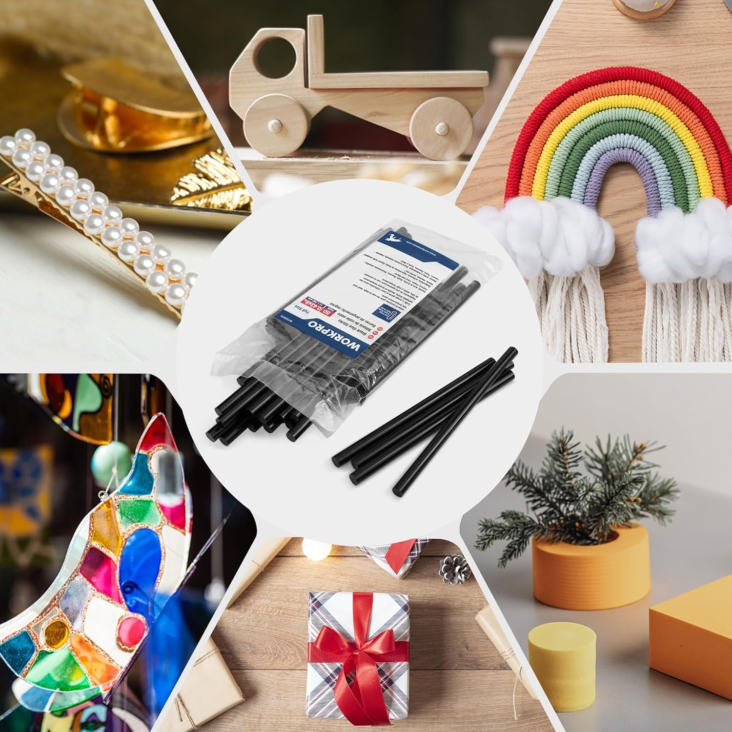 Hot Glue Sticks Full Size, 50-Pack Black Hot Melt Adhesive Glue Sticks for All-Temp Glue Guns, 0.43X8 Inches, Multipurpose for DIY Craft General Repairs, Home Decorations and Gluing Projects