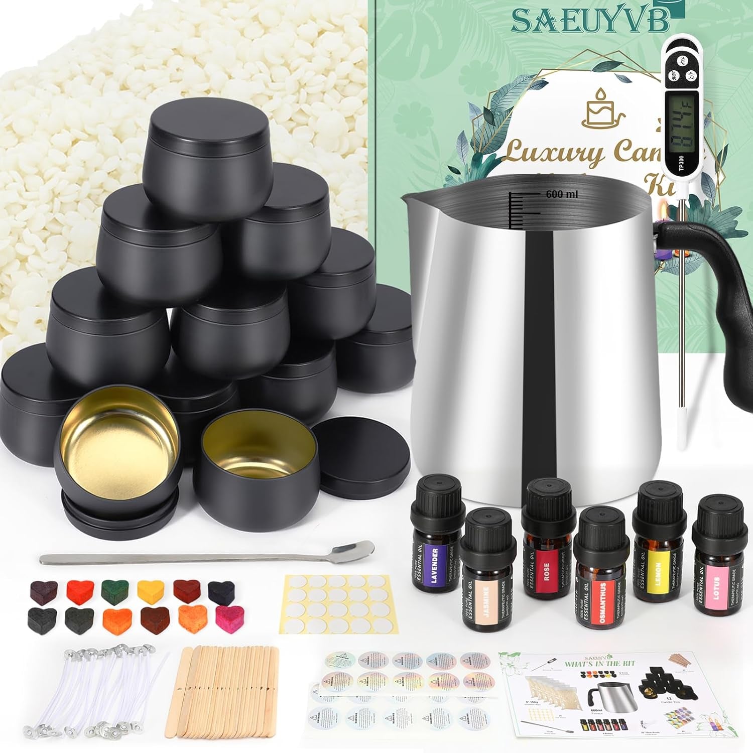 Candle Making Kit for Adults - Full Set Candle Making Supplies - Soy Candle Kit - DIY Starter Scented Soy Candle Making Kit - Perfect Decoration for Family Life