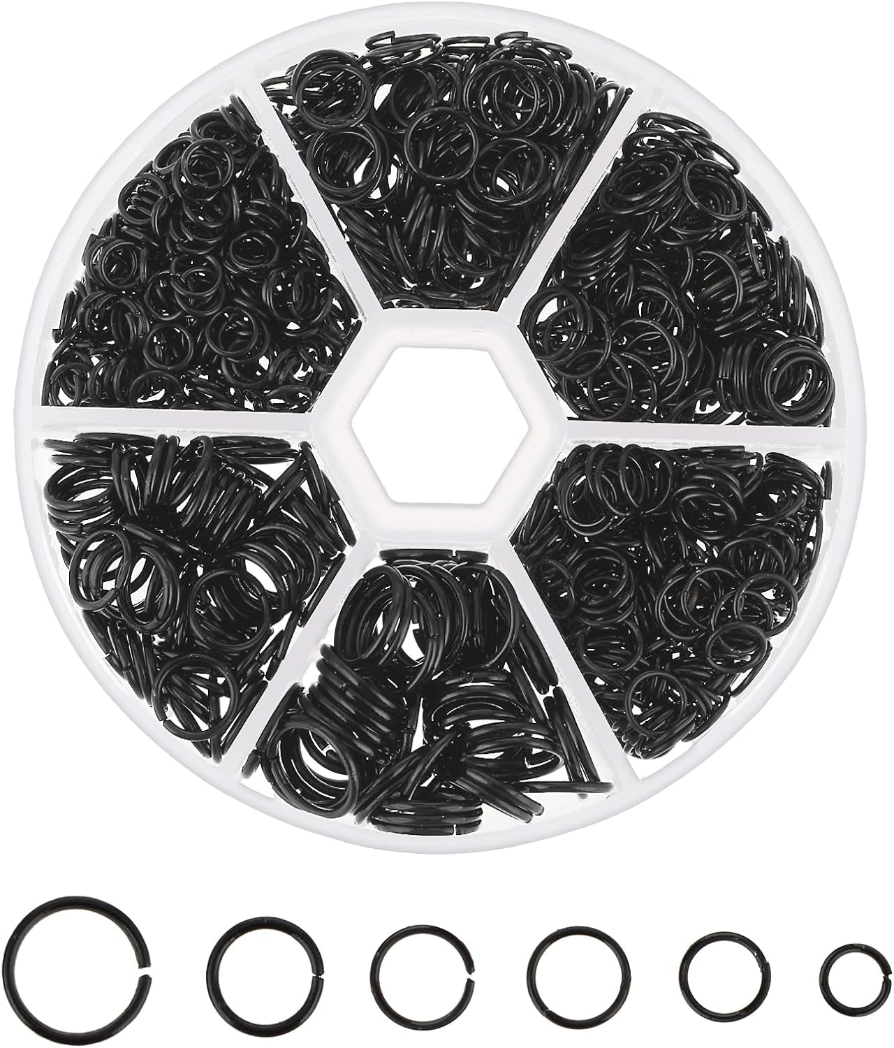 970 PCS Black Jump Rings, Black Jump Rings for Jewelry Making Small O Ring for Jewelry Making Chainmail Metal Open Jump Rings Connectors for Bracelet Earrings Necklace Crafts (4/5/6/7/8/10Mm) (Black)