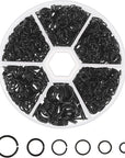 970 PCS Black Jump Rings, Black Jump Rings for Jewelry Making Small O Ring for Jewelry Making Chainmail Metal Open Jump Rings Connectors for Bracelet Earrings Necklace Crafts (4/5/6/7/8/10Mm) (Black)