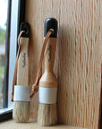 Series Natural Bristle 2 Brush Set | 1 Inch round and Flat Detail Brushes | Use to Apply Paint, Wax, Cream and More