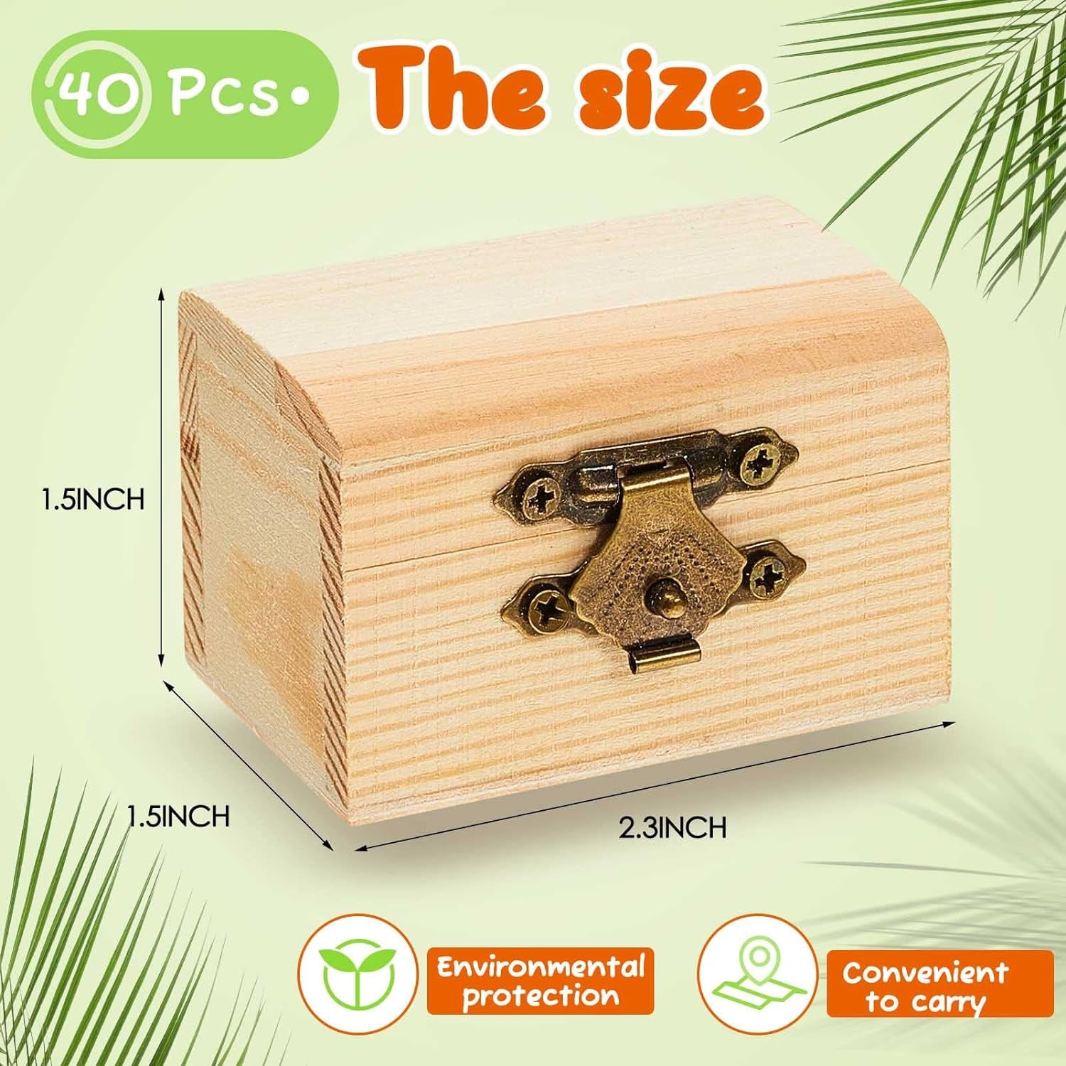 20 Pcs Unfinished Treasure Chest Box Small Wooden Box Mini Treasure Box with Locking Clasp Pirate Chest Party Favors for DIY Crafts Home Decor Props, 2.3 X 1.5 X 1.5 Inch