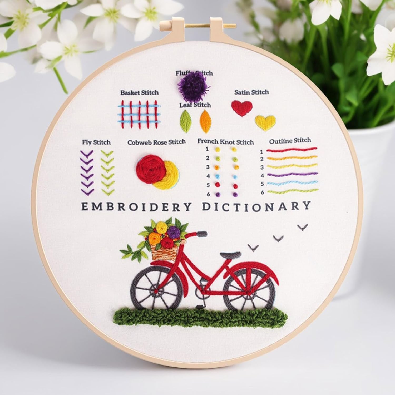 3 Sets Learn to Embroider Kit, Begginer Embroidery Kit for Adults, Embroidery Starter Kit with Patterns, Needles, Ajustable Hoop, Instructions
