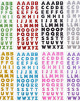 Self Adhesive Glitter Alphabet Stickers, 8 Sheets Glitter Crystal Rhinestones Alphabet Letter Stickers a to Z Letter for Grad Cap and Handicraft Art - 8 Colors