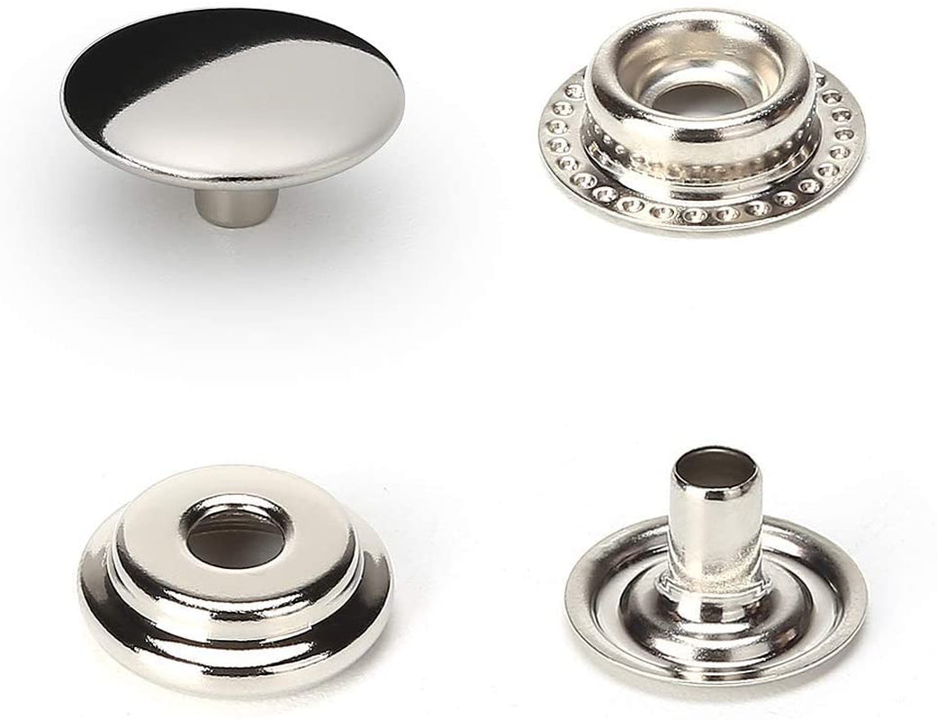 108Pcs 15Mm Stainless Steel Fastener Snap Press Stud Cap Button Marine Boat Canvas Line 24(4 Components, 27Pcs for Each)