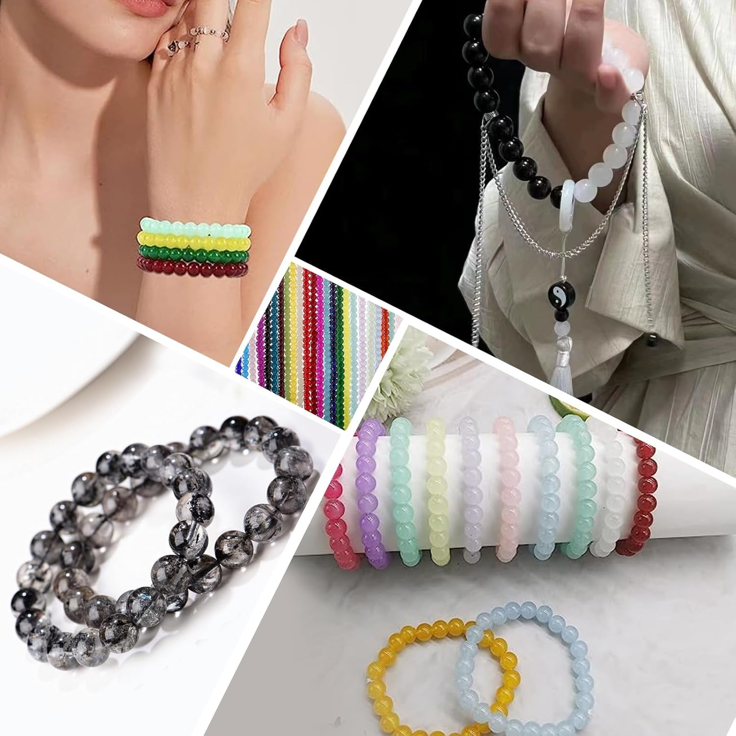1400Pcs 30 Color Glass Beads for Jewelry Making, 8Mm round Crystal Glass Bracelets Making Kit Suitable for Beginner Bracelet Making