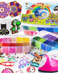 Board Fuse Beads Iron Set - Fuse Beads Set for Kids Crafts with Bead Pegboard and Aqua Pony Beads, Pixel Art and Craft Bead Kit (Large Set with Iron)