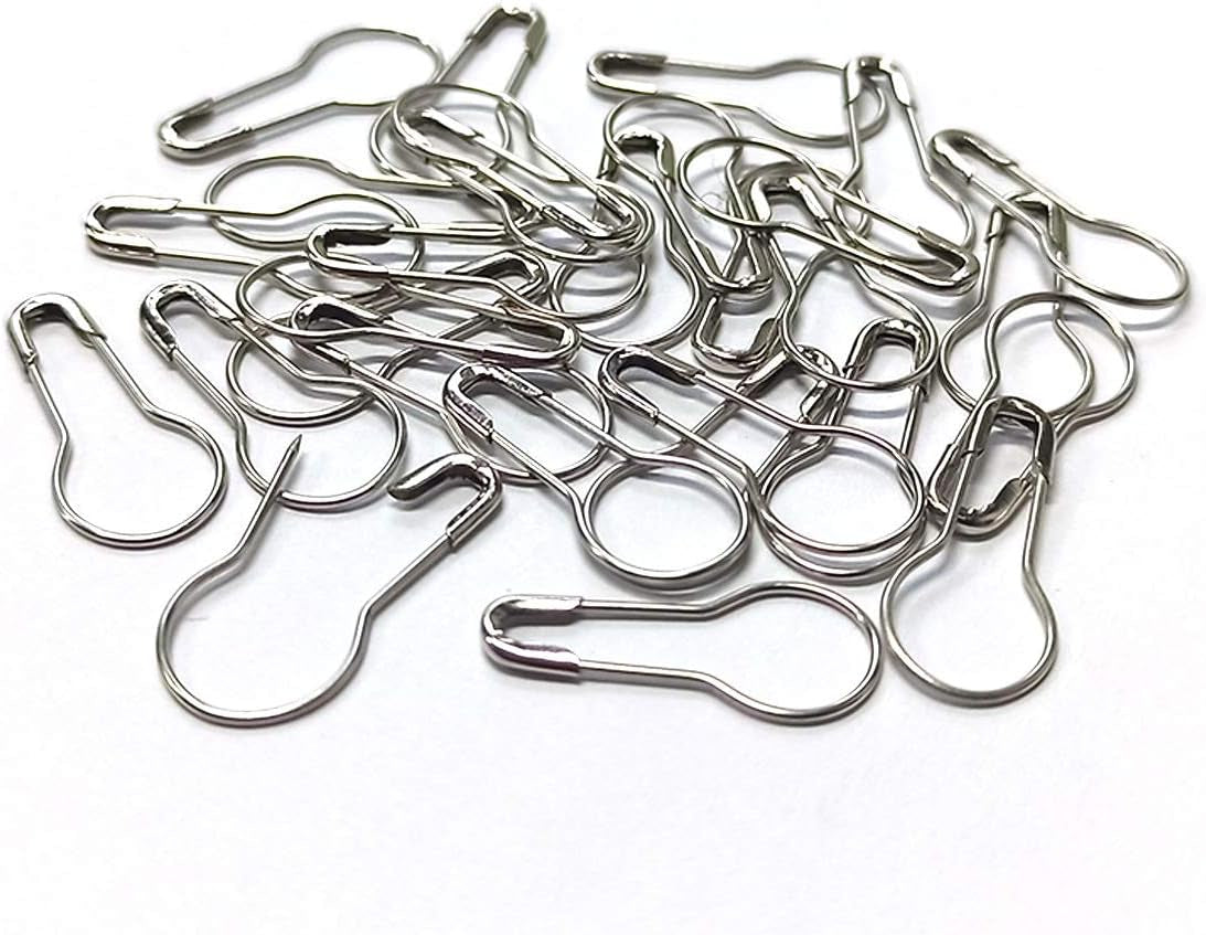 100Pcs 21Mm/0.8 Inch Small Metal Gourd Safety Pins Bulb Pin for Knitting Stitch Markers, Sewing Clothing DIY Craft Making (Silver)