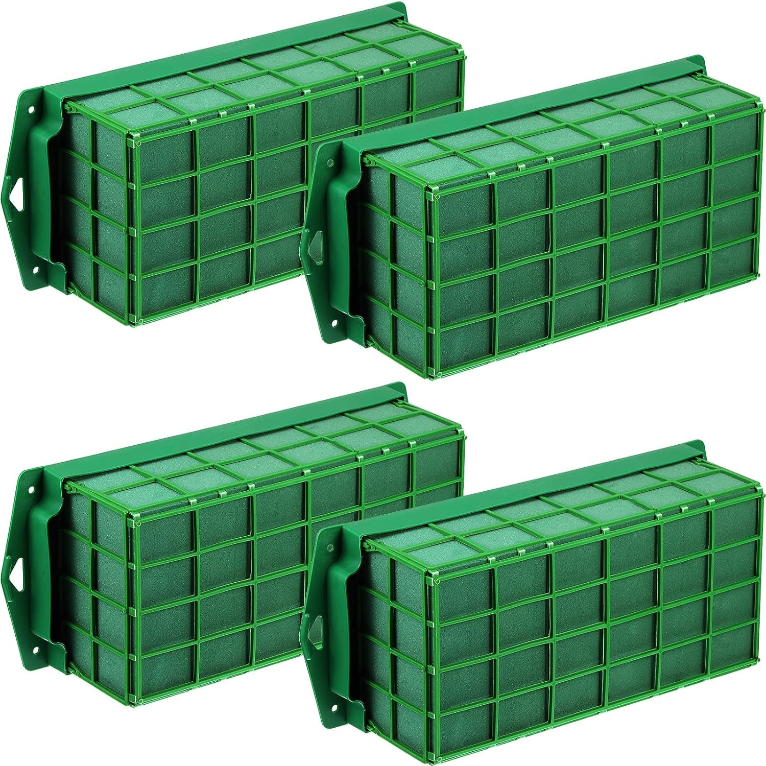 2 Pieces Floral Foam Cage Flower Holder with Floral Foam for Fresh Flowers Cage Bowl for Table Centerpiece Floral Arrangement, Rectangle, 11.8 X 4.7 X 3.1 Inch