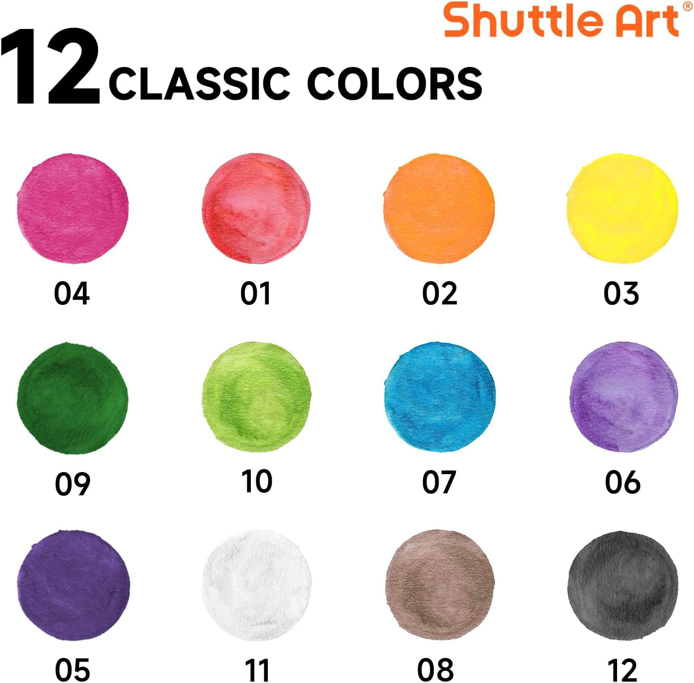 12 Colors Watercolor Paint Set Bulk, Pack of 30, Watercolor Paint Set with Paint Brushes for Kids and Adults, Washable Paint for Classroom, Parties, Kindergarten and Art Activities