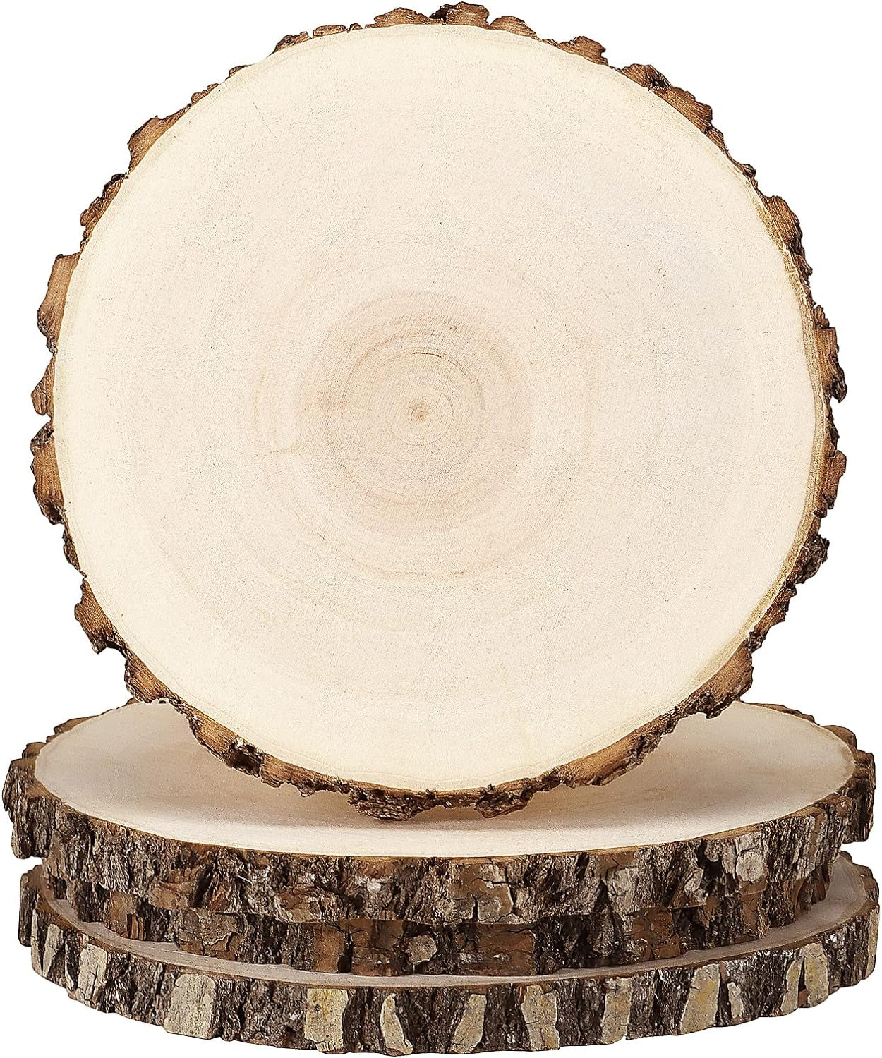 4 Pack 8-9 Inches Natural round Wood Slices Unfinished Craft Wood Kit Circles Large Wood Slices for DIY Crafts, Weddings Centerpieces Decor, Wood Ornament Disc