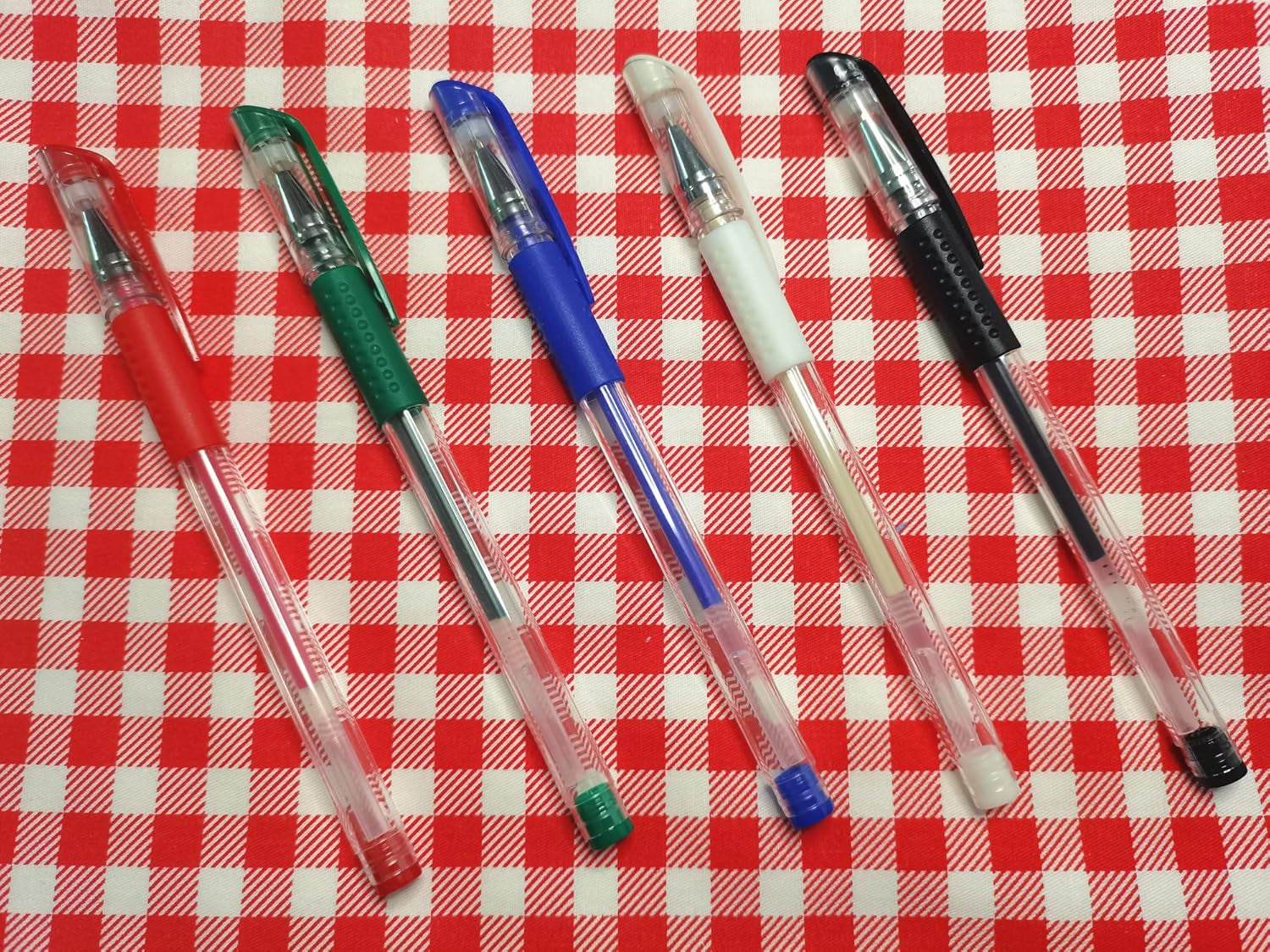 5 Colors Stick Heat Erasable Fabric Marking Pens with 10 Free Refills, 5-Pack of Assorted Colors, (White,Red,Blue,Black,Green)