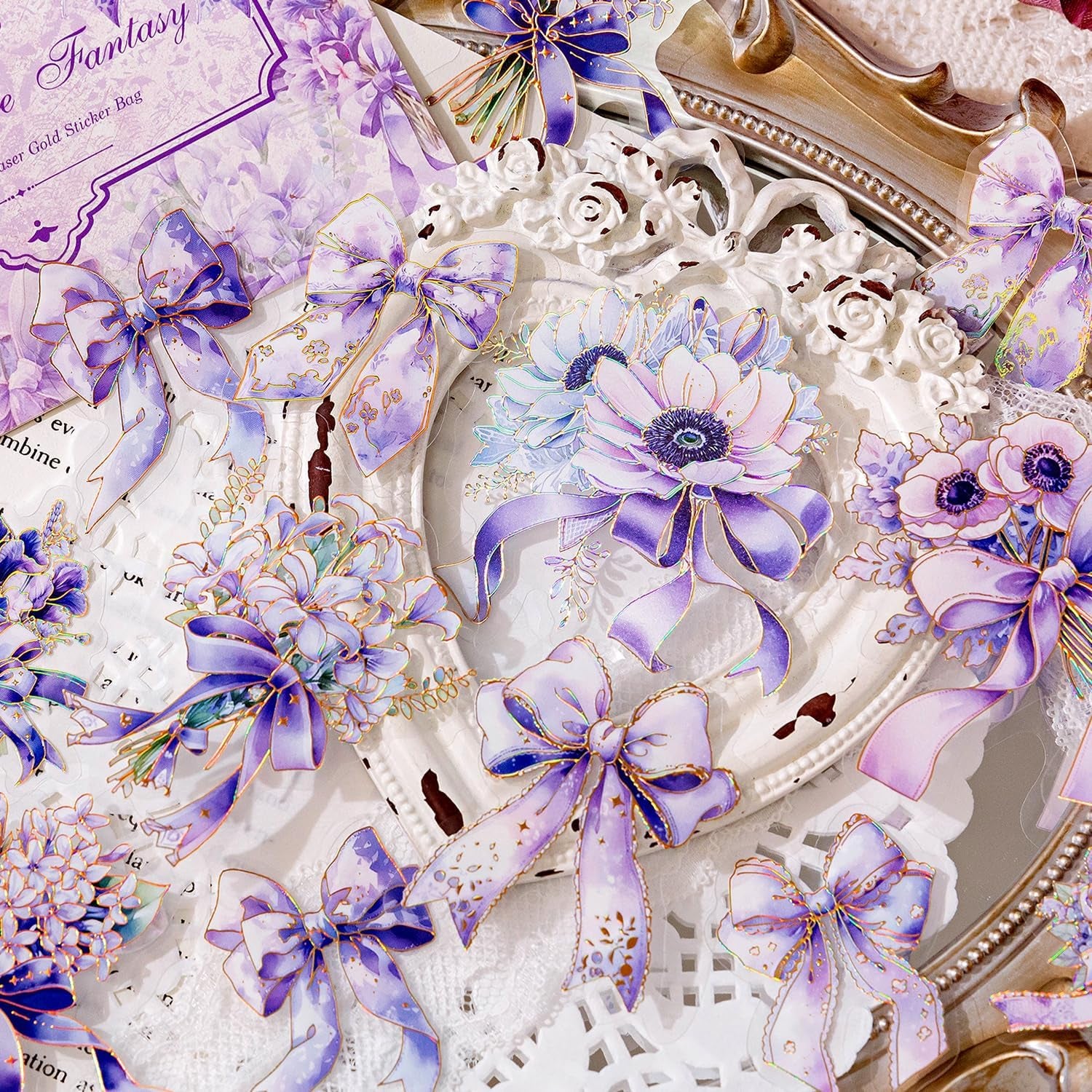 120Pcs Scrapbook Stickers Flower Bouquet Bow Scrapbooking Junk Journal Crafts Embelishment Decoration Diary Stickers (Menghuanzhiwu)