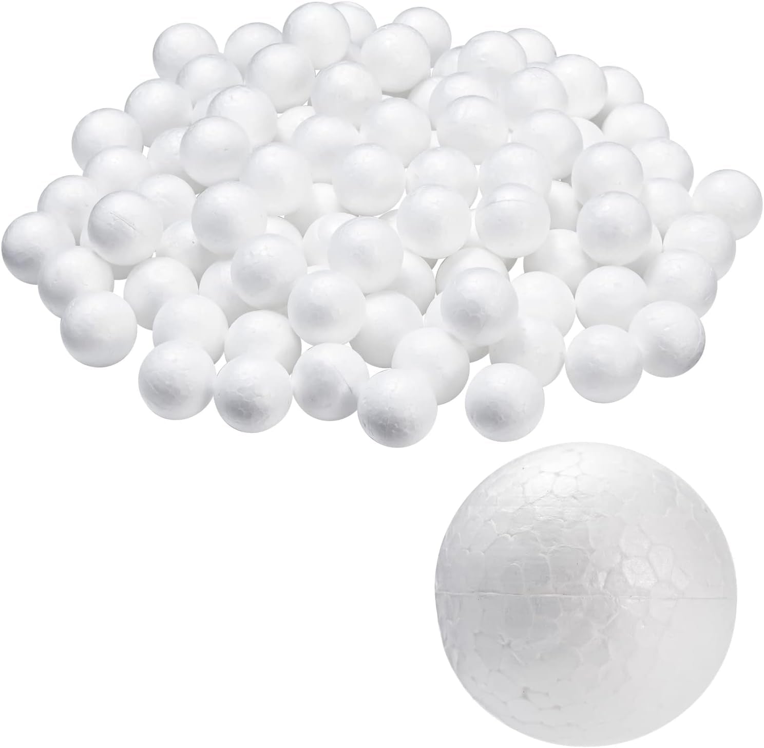 100 Pack 1 Inch Mini Foam Balls for Crafts, Smooth Polystyrene Spheres for DIY Decorations, Home Party, Classroom Spheres
