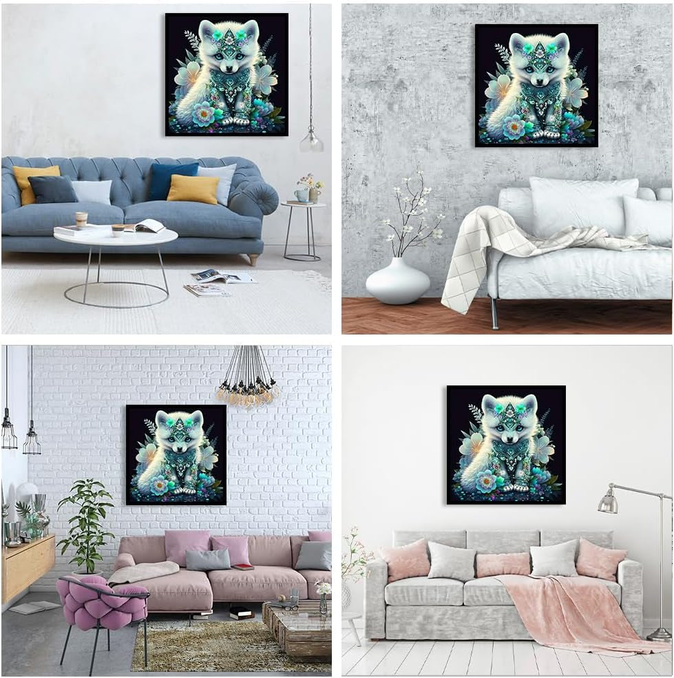 Dog Diamond Painting Kits for Adults&amp;Kids DIY 5D Diamond Art Paint with round Diamonds Full Drill Dog Gem Art Painting Kit for Home Wall Decor Gifts12X16Inch