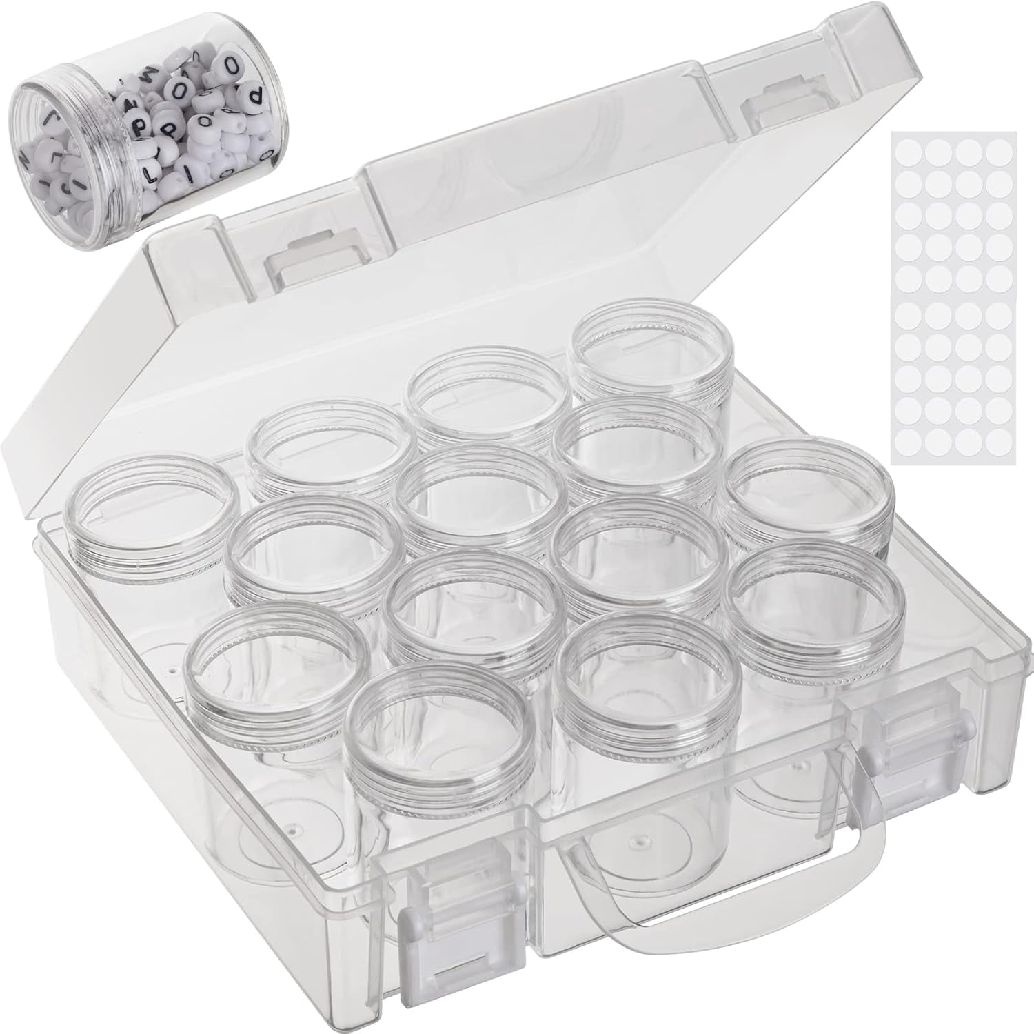Bead Organizer Box, Diamond Painting Art Storage Box, Diamond Painting Art Accessories Bead Storage Containers 14 Slots Clear Embroidery Bead Storage Organizer Container with Lids for Beads (2 Pack)