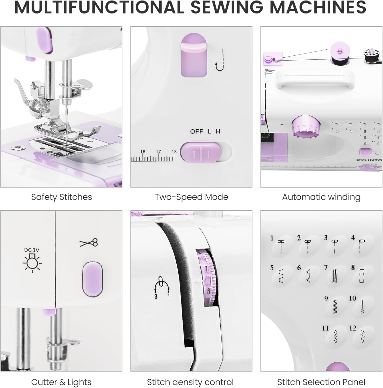 Sewing Machine for Beginners, Mini Sewing Machine with 12 Built-In Stitches, Kids Sewing Machine with Foot Pedal, High-Low Speeds, Portable Sewing Machines and Sewing Enthusiasts (505)