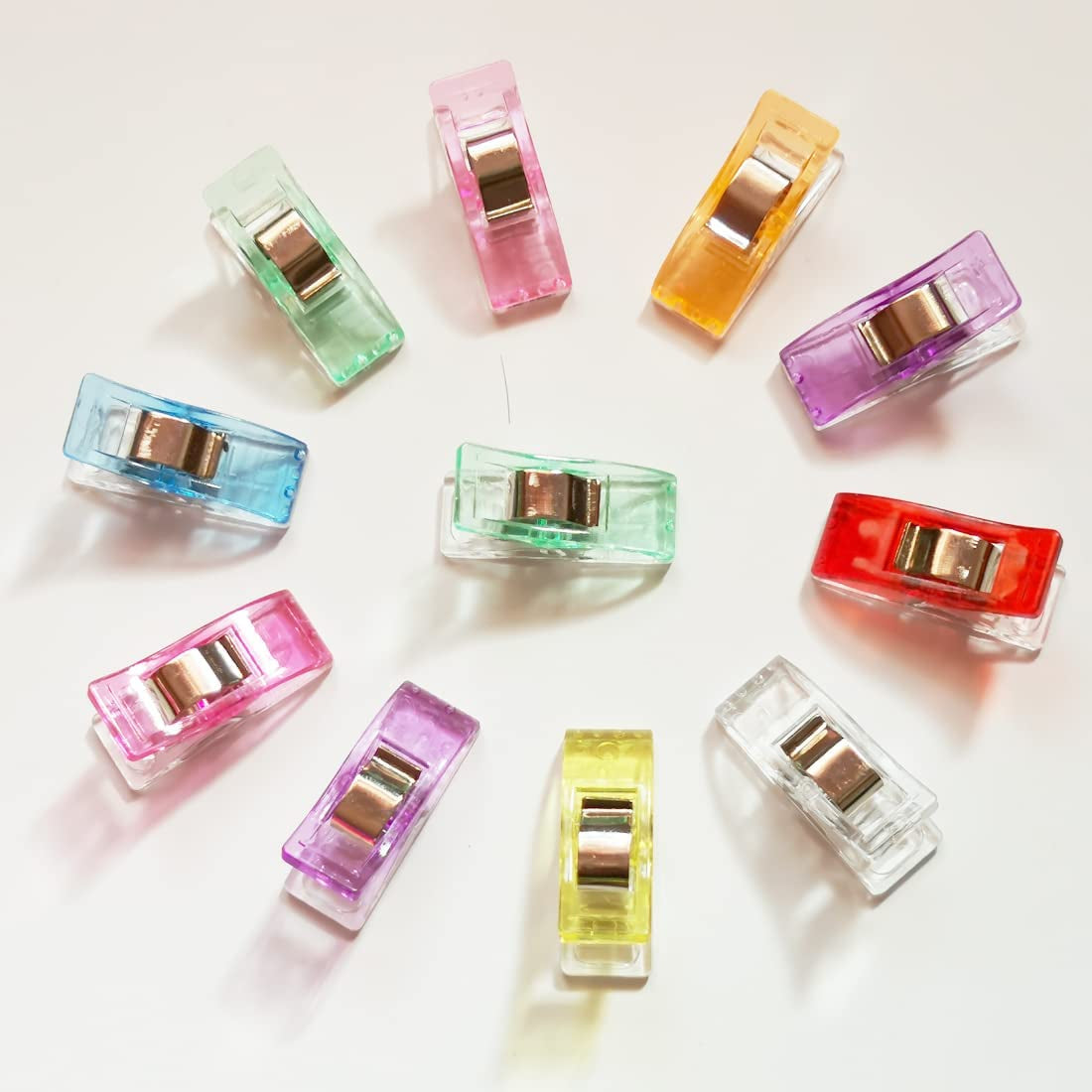 Premium Plastic Clips, 100 Pcs with Box, Sewing Notions for Sewing Quilting Supplies Crafting Tools, Assorted Colors for Craft