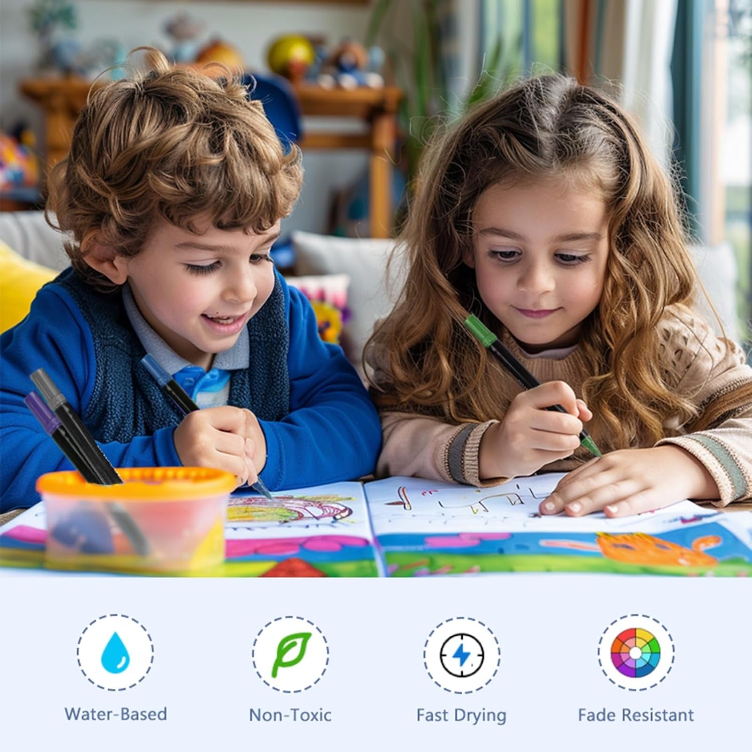 24 Dual Tip Acrylic Paint Pens Markers, Metallic and Extra Black & White Paint Pen with Fine Tip & Brush Tip for Wood, Canvas, Metal, Rock, Glass, Plastic, Ceramic, DIY Crafts Art Projects