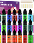 Candle Dye - 24 Colors Liquid Candle Making Dye for DIY Candle Making Supplies Kit, Food Grade Ingredients Oil-Based Candle Coloring for Soy Wax Dyes, Beeswax, Gel Wax, Paraffin Wax - Each 0.35Oz/10Ml