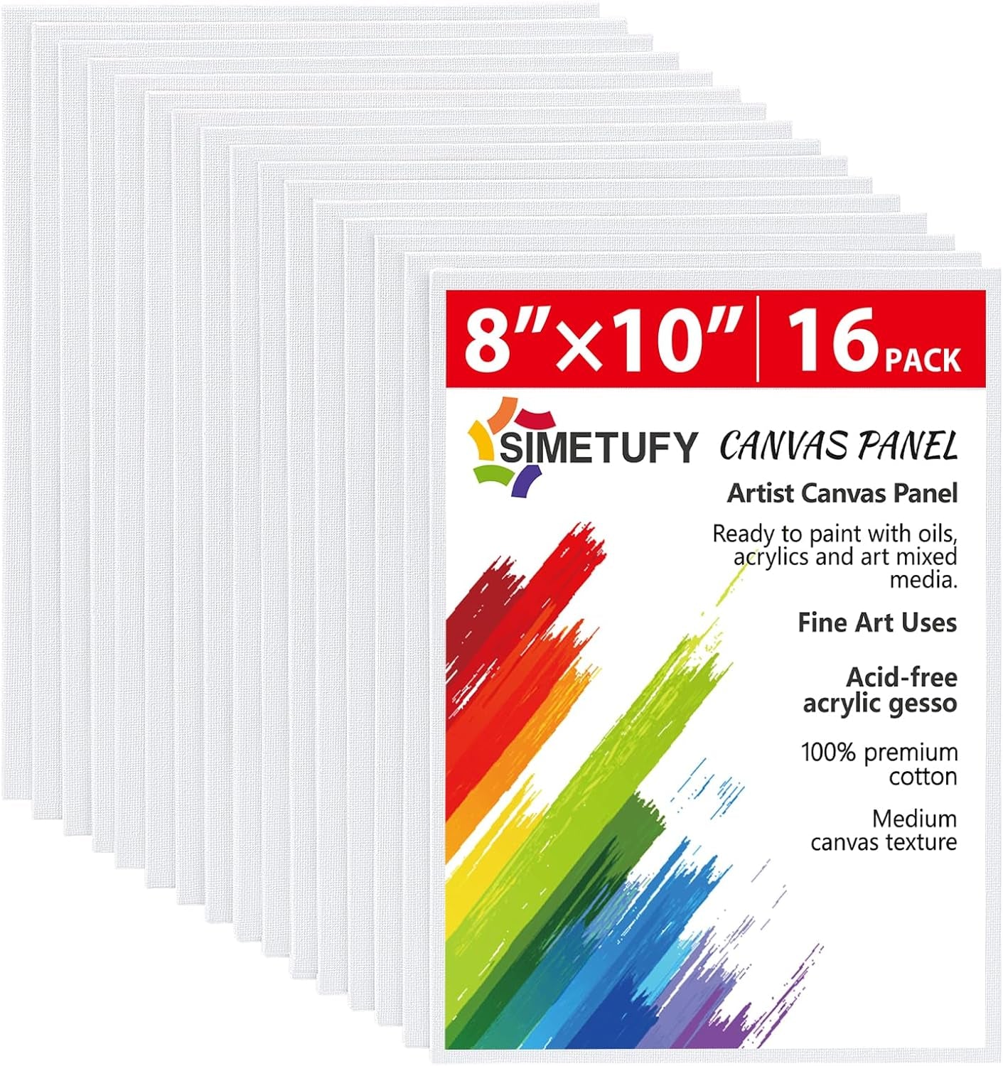 8 Pack 8X10 Inch Canvas Boards for Painting Canvas Panels Painting Canvas-Gesso Primed Acid-Free 100% Cotton Canvases for Acrylics Oil Watercolor Tempera Paints