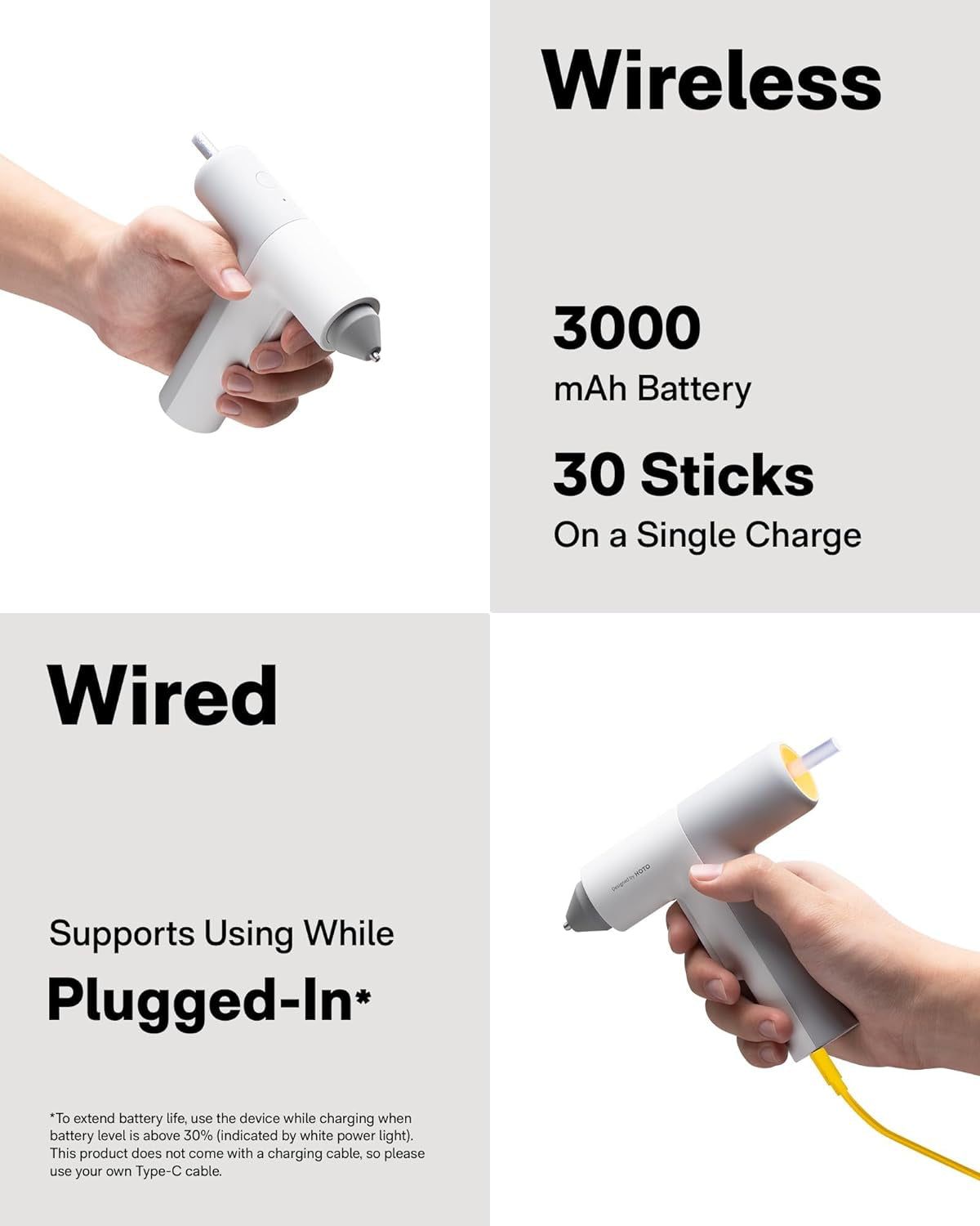 Glue Gun, Easyflow Hot Glue Gun with 40 Glue Sticks, Auto Dispensing, Fast Preheating Mini Hot Glue Gun, Cordless and Rechargeable, Kids DIY School Craft Quick Home Repairs, White