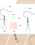 Stainless Steel Hypoallergenic Earring Hooks, 100 Pieces Earring Making Kit, Earring Hooks with Pendant Clasp, Silicone Ear Backs and Polishing Cloth for Earring Making DIY (Silver) (100)