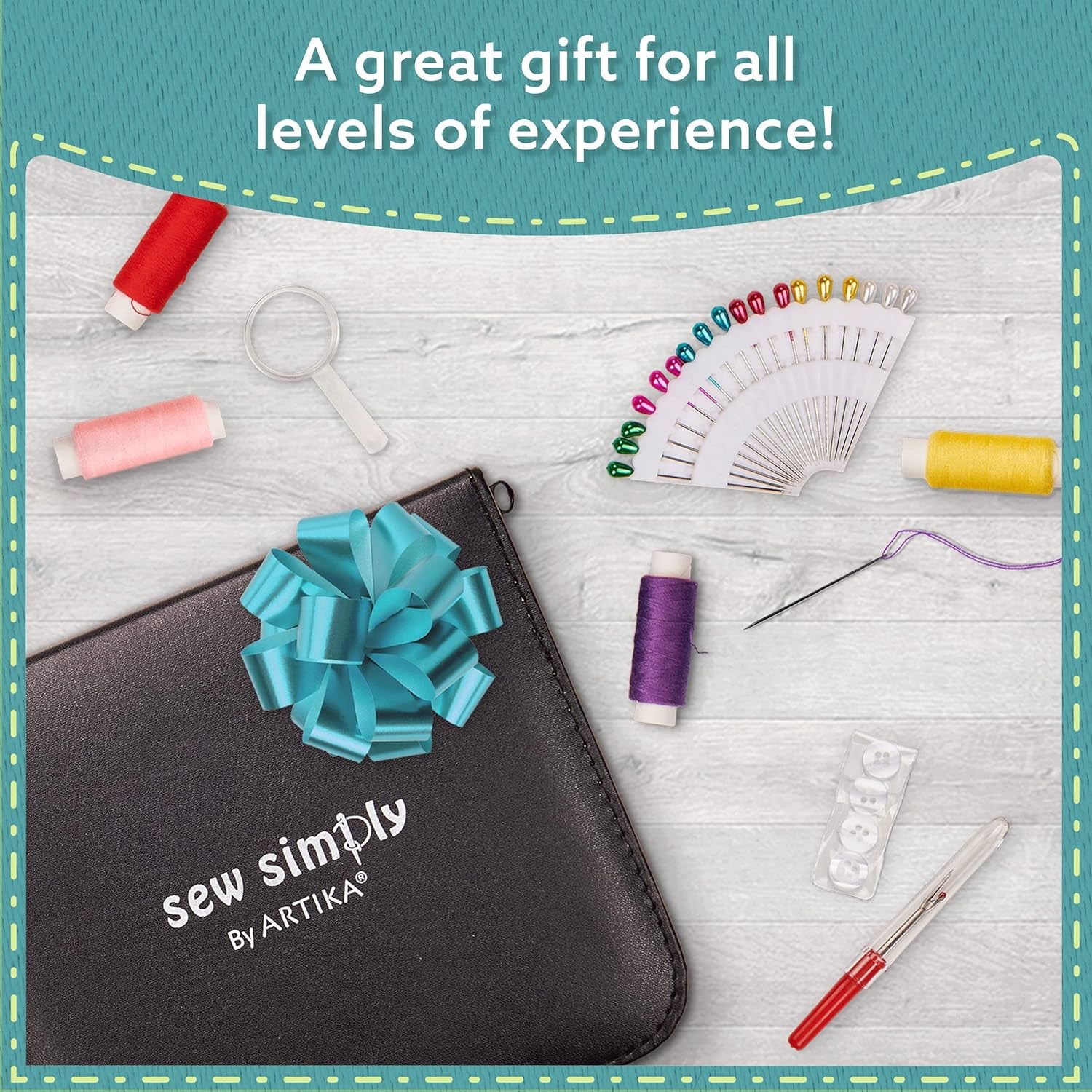 Sewing Kit for Adults and Kids - Small Beginner Set W/Multicolor Thread, Needles, Scissors, Thimble &amp; Clips - Emergency Repair and Travel Kits - Sewing Accessories and Supplies