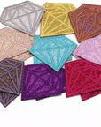 18Pcs Shiny Glitter Diamond Shape Iron on Patches Embroidered Motif Applique Decoration Sew on Patches Custom Patches for DIY Jeans, Jacket,Kid'S Clothing, Bag, Caps, Arts Craft Sew Making (Diamond)