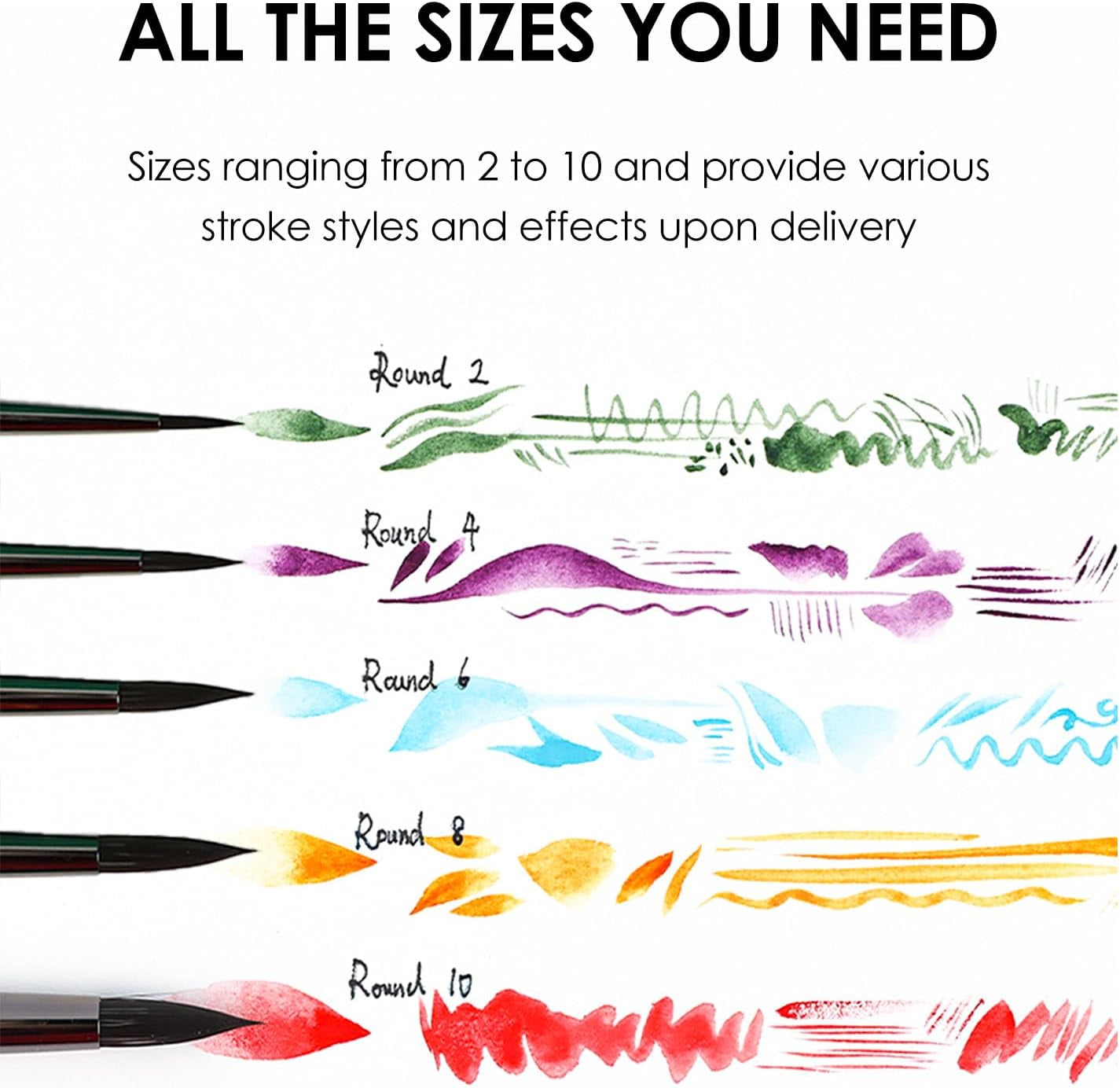 Professional Synthetic round Paint Brush Set of 5,Watercolor Paint Brushes, Art Supplies for Painting, round Pointed Tip Soft Anti-Shedding,Detail Artist Paint Brush