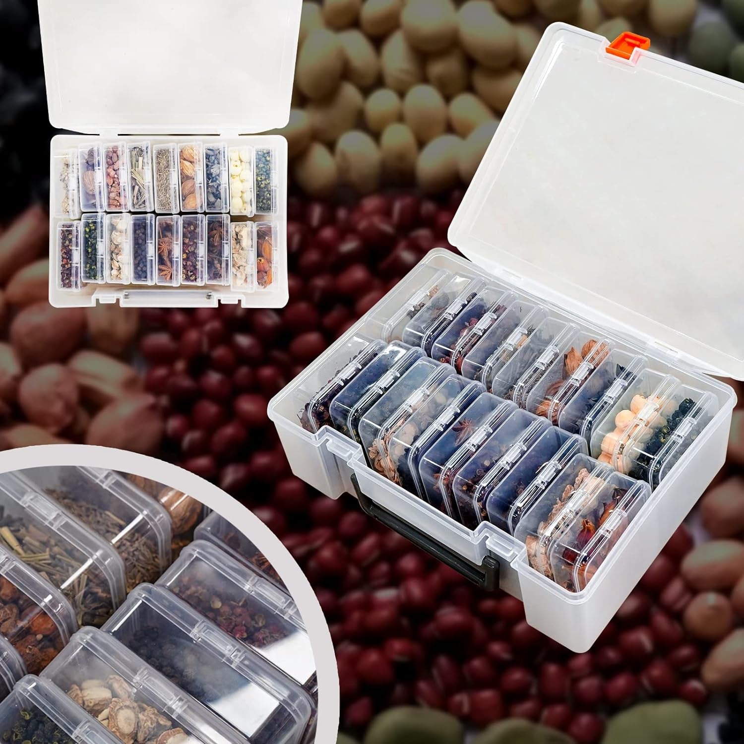 18 Pieces Small Plastic Craft 0Rganizers and Storage, Transparent Box with Hinged Lid for Storage of Jewelry, Diamonds, DIY Art Craft Accessory